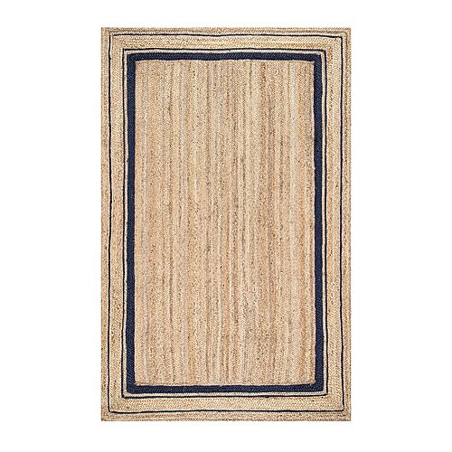 nuLoom Braided Rikki Border Jute Rug, One Size, White