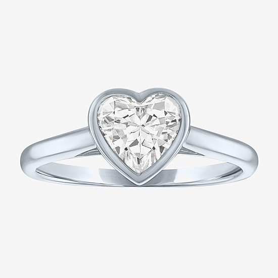 Diamond Addiction (G-H / Si2-I1) Womens 1 CT. T.W. Lab Grown White Diamond 14K Gold Heart Solitaire Cocktail Ring