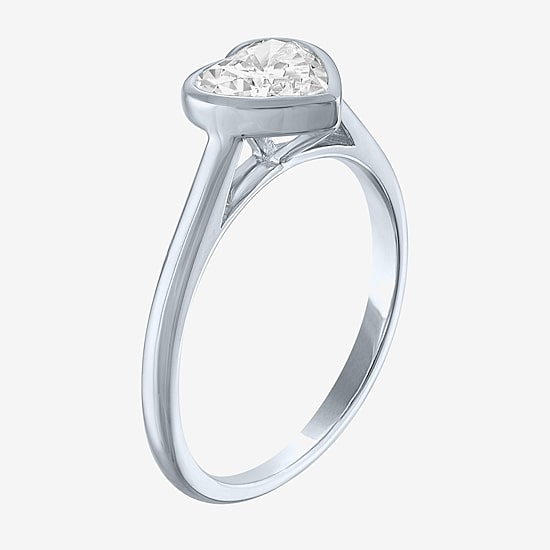 Diamond Addiction (G-H / Si2-I1) Womens 1 CT. T.W. Lab Grown White Diamond 14K Gold Heart Solitaire Cocktail Ring