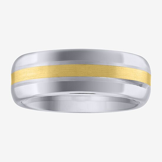 Mens 7MM 10K Gold Tungsten Wedding Band
