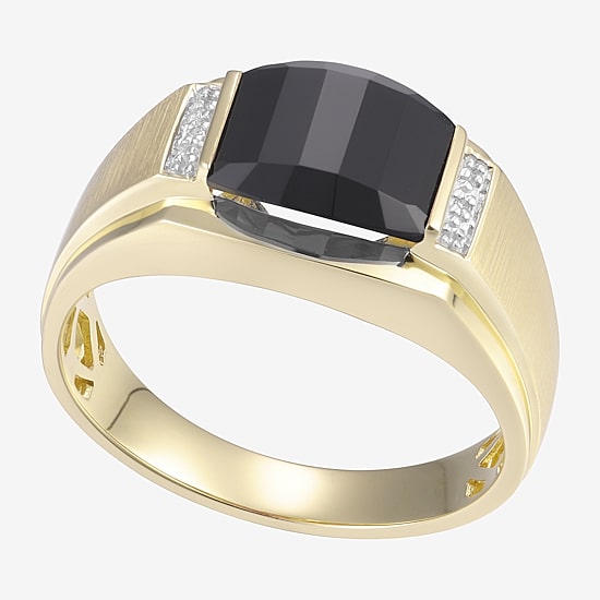 Mens Diamond Accent Genuine Black Onyx Fashion Ring