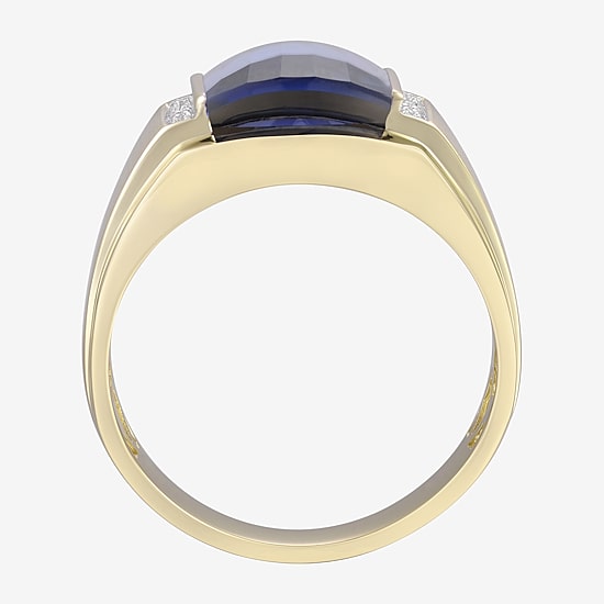 Mens Gemstone & Diamond-Accent 10K Yellow Gold Ring