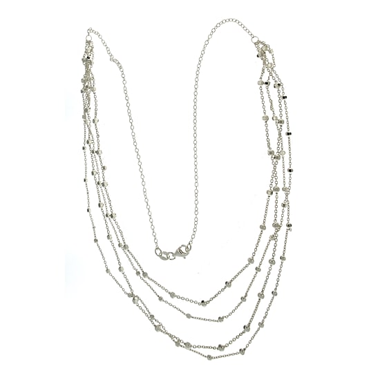 Sterling Silver 4-Row Beaded Chain Necklace 