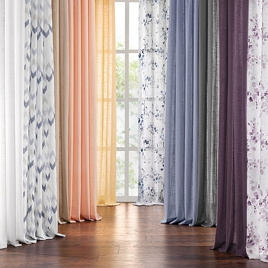 Fieldcrest Arden Watercolor Bouquet Cotton Grommet Top Sheer Single Curtain Panel