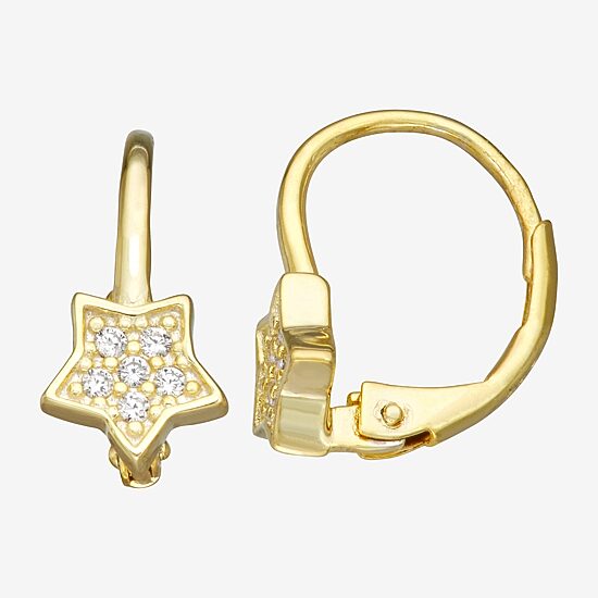 Girls 1/6 CT. Cubic Zirconia 14K Gold Over Silver 15.5mm Hoop Earrings
