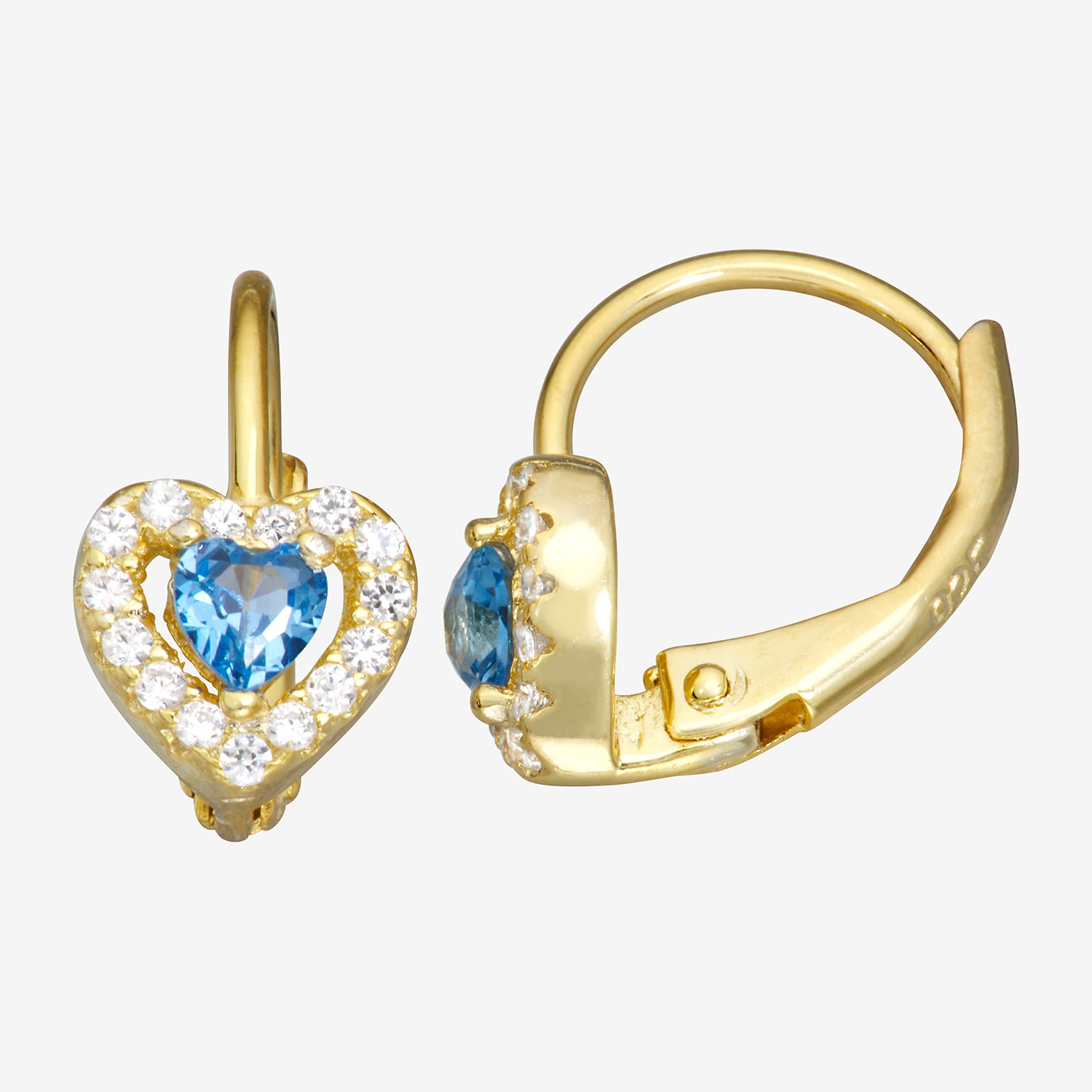 Girls 1/2 CT. Blue Cubic Zirconia 14K Gold Over Silver 7mm Hoop Earrings