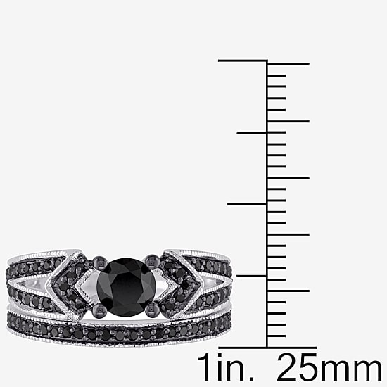Midnight Black Diamond 1 CT.T.W. Color-Enhanced Black Diamond Sterling Silver Bridal Set