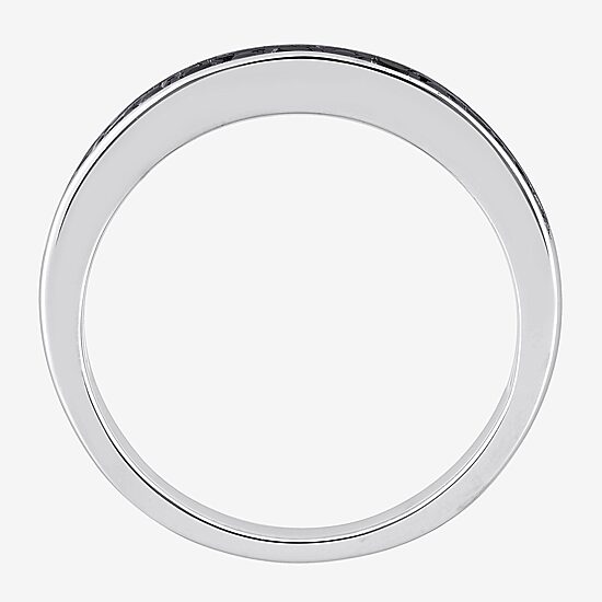 Midnight Black Womens 2MM 1/10 CT. T.W. Natural Black Diamond Sterling Silver Wedding Band