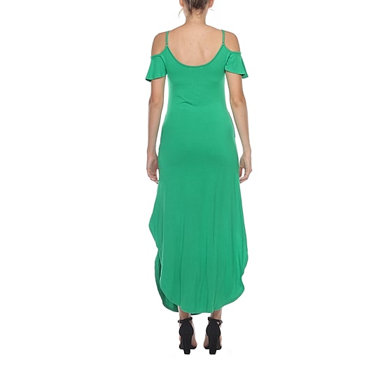 White Mark Womens Maternity Halter Neck Short Sleeve Cold Shoulder Maxi Dress