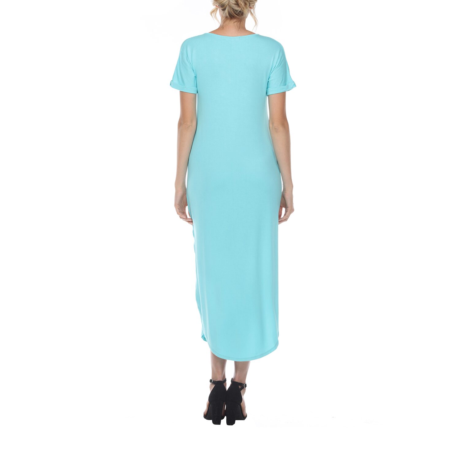 White Mark Womens Maternity Short Sleeve Midi T-Shirt Dress