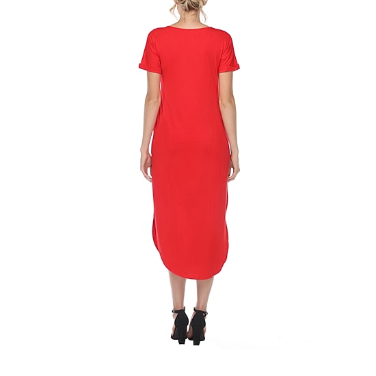 White Mark Womens Maternity Short Sleeve Midi T-Shirt Dress