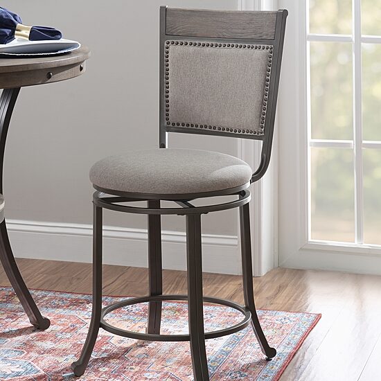 Linon Firview Counter Height Upholstered Swivel Bar Stool