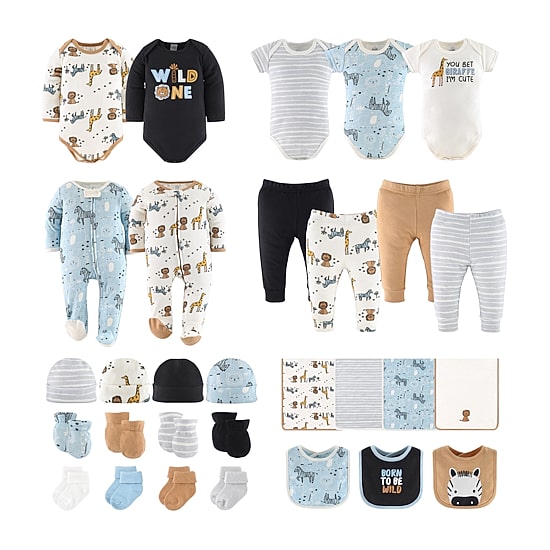 The Peanutshell Safari Baby Unisex Knit 30-pc. Baby Clothing Set