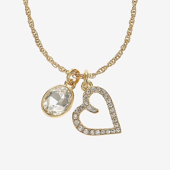 Monet Jewelry Gold Tone Initial Charm Necklace & Stud Earring Womens Glass Oval 2-pc. Jewelry Set