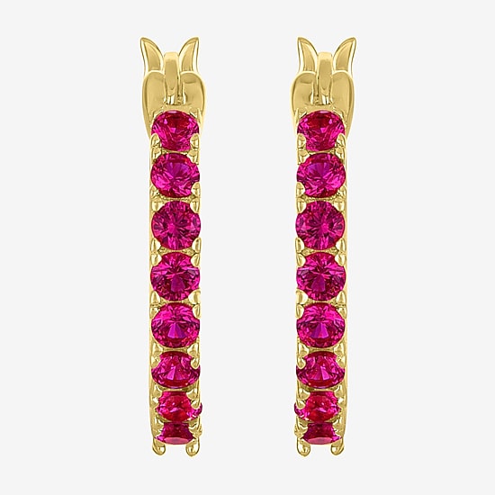 Gemstone 14K Gold Over Silver 16mm Hoop Earrings