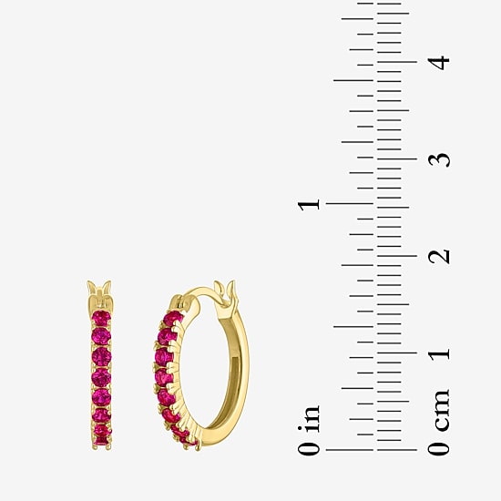 Gemstone 14K Gold Over Silver 16mm Hoop Earrings
