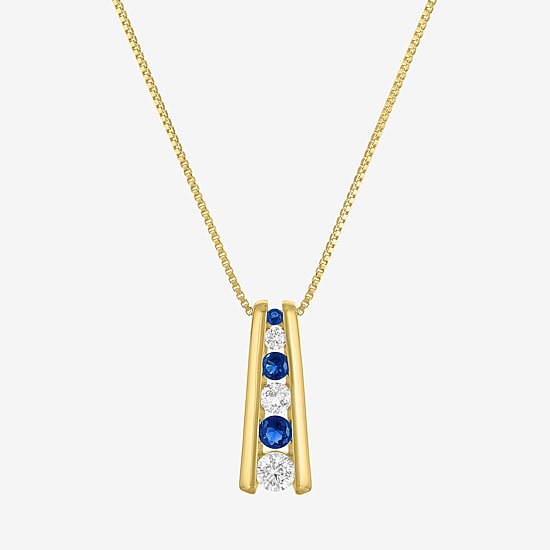 Lab-Created Gemstone 14K Gold Over Silver 18 Inch Pendant Necklace