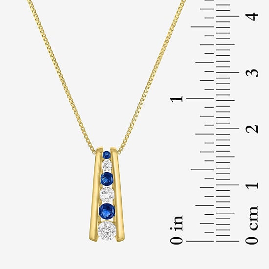 Lab-Created Gemstone 14K Gold Over Silver 18 Inch Pendant Necklace