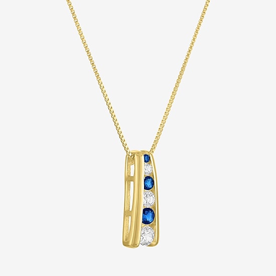 Lab-Created Gemstone 14K Gold Over Silver 18 Inch Pendant Necklace
