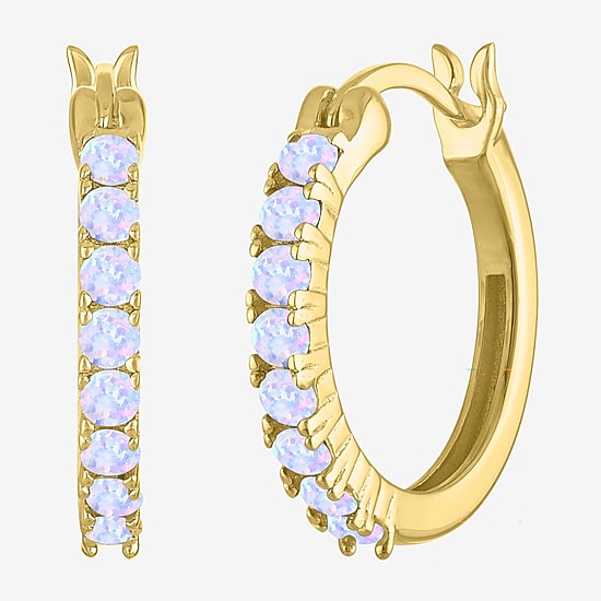 Gemstone 14K Gold Over Silver 16mm Hoop Earrings
