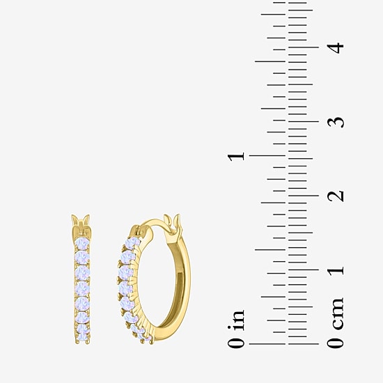 Gemstone 14K Gold Over Silver 16mm Hoop Earrings