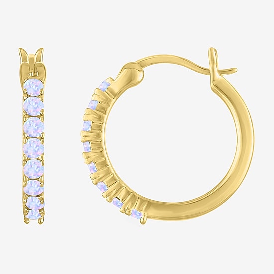 Gemstone 14K Gold Over Silver 16mm Hoop Earrings