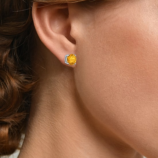 Gemstone Sterling Silver 7mm Stud Earrings