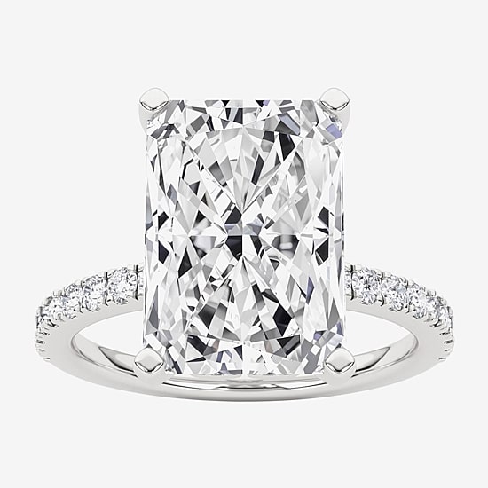 Grown Gorgeous (F,Vs2) Womens 4 7/8 Ct. T.W. Lab Grown White Diamond 14K Gold Rectangular Side Stone Engagement Ring