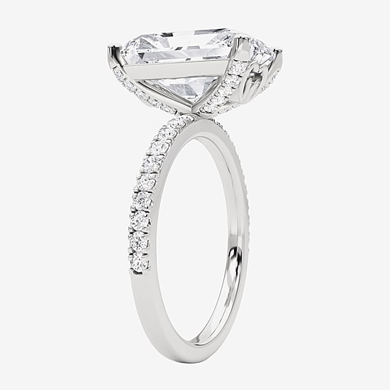 Grown Gorgeous (F,Vs2) Womens 4 7/8 Ct. T.W. Lab Grown White Diamond 14K Gold Rectangular Side Stone Engagement Ring