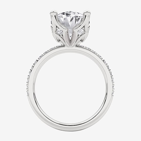 Grown Gorgeous (F, Vs2) Womens 4 7/8 Ct. T.W. Lab Grown White Diamond 14K Gold or Platinum Oval Side Stone Engagement Ring