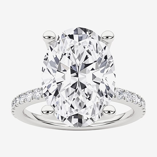 Grown Gorgeous (F, Vs2) Womens 4 7/8 Ct. T.W. Lab Grown White Diamond 14K Gold or Platinum Oval Side Stone Engagement Ring