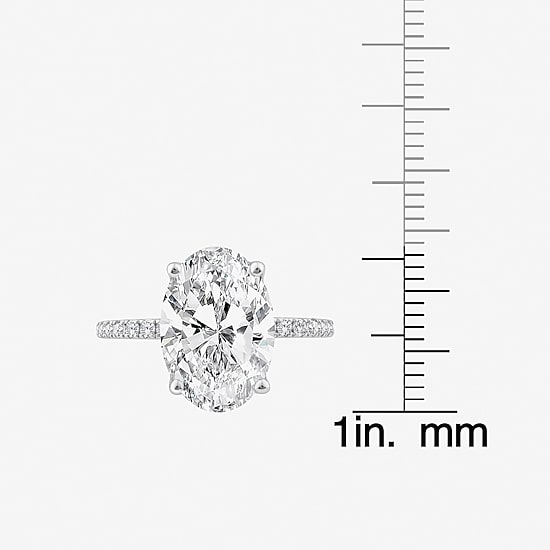 Grown Gorgeous (F, Vs2) Womens 4 7/8 Ct. T.W. Lab Grown White Diamond 14K Gold or Platinum Oval Side Stone Engagement Ring