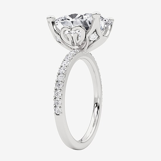 Grown Gorgeous (F, Vs2) Womens 4 7/8 Ct. T.W. Lab Grown White Diamond 14K Gold or Platinum Oval Side Stone Engagement Ring