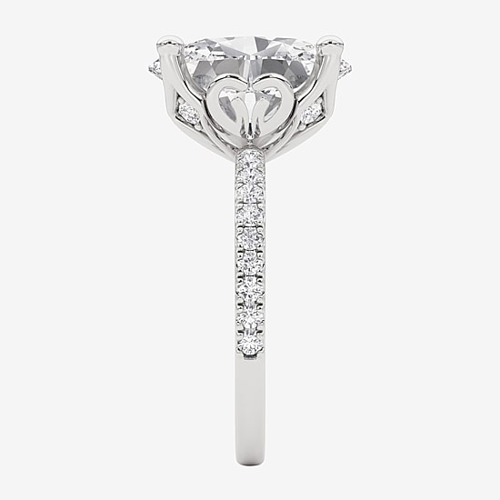 Grown Gorgeous (F, Vs2) Womens 4 7/8 Ct. T.W. Lab Grown White Diamond 14K Gold or Platinum Oval Side Stone Engagement Ring