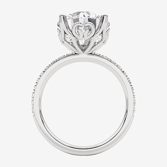 Grown Gorgeous (F, Vs2) Womens 4 7/8 Ct. T.W. Lab Grown White Diamond 14K Gold or Platinum Round Side Stone Engagement Ring