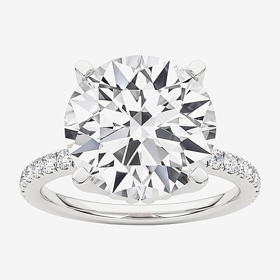 Grown Gorgeous (F, Vs2) Womens 4 7/8 Ct. T.W. Lab Grown White Diamond 14K Gold or Platinum Round Side Stone Engagement Ring