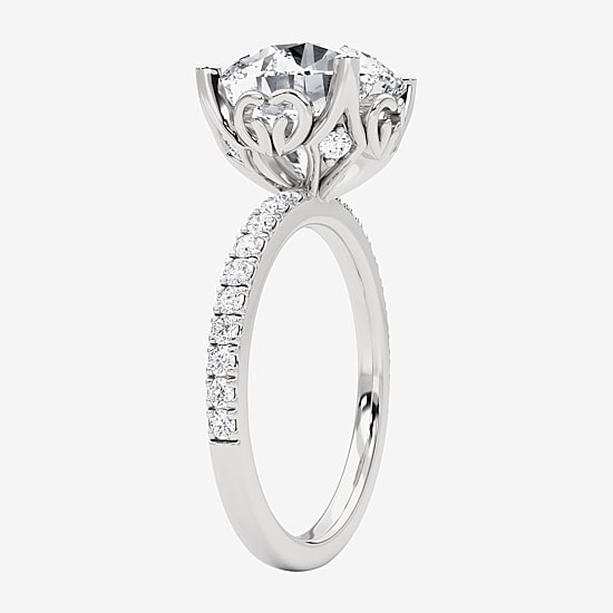 Grown Gorgeous (F, Vs2) Womens 4 7/8 Ct. T.W. Lab Grown White Diamond 14K Gold or Platinum Round Side Stone Engagement Ring