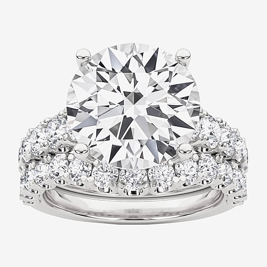 Grown Gorgeous (F, Vs2) Womens 6 1/10 Ct. T.W. Lab Grown White Diamond 14K Gold or Platinum Round Side Stone Bridal Set