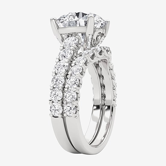 Grown Gorgeous (F, Vs2) Womens 6 1/10 Ct. T.W. Lab Grown White Diamond 14K Gold or Platinum Round Side Stone Bridal Set