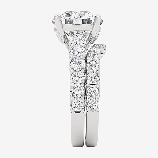 Grown Gorgeous (F, Vs2) Womens 6 1/10 Ct. T.W. Lab Grown White Diamond 14K Gold or Platinum Round Side Stone Bridal Set