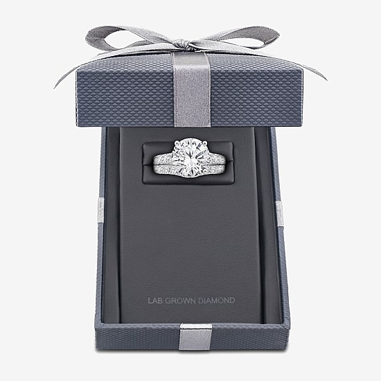 Grown Gorgeous (F, Vs2) Womens 6 1/10 Ct. T.W. Lab Grown White Diamond 14K Gold or Platinum Round Side Stone Bridal Set