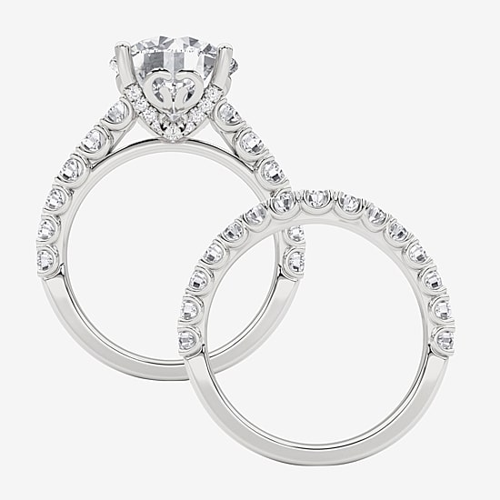 Grown Gorgeous (F, Vs2) Womens 6 1/10 Ct. T.W. Lab Grown White Diamond 14K Gold or Platinum Round Side Stone Bridal Set