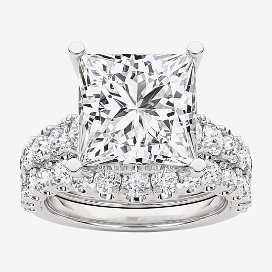 Grown Gorgeous (F, Vs2) Womens 6 1/10 Ct. T.W. Lab Grown White Diamond 14K Gold or Platinum Princess-cut Side Stone Bridal Set