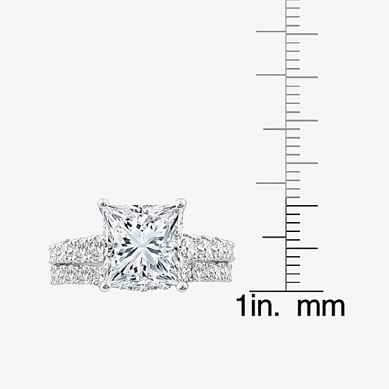 Grown Gorgeous (F, Vs2) Womens 6 1/10 Ct. T.W. Lab Grown White Diamond 14K Gold or Platinum Princess-cut Side Stone Bridal Set