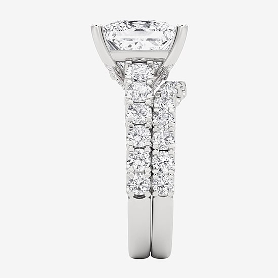 Grown Gorgeous (F, Vs2) Womens 6 1/10 Ct. T.W. Lab Grown White Diamond 14K Gold or Platinum Princess-cut Side Stone Bridal Set