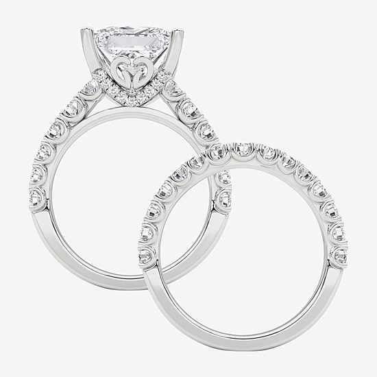 Grown Gorgeous (F, Vs2) Womens 6 1/10 Ct. T.W. Lab Grown White Diamond 14K Gold or Platinum Princess-cut Side Stone Bridal Set