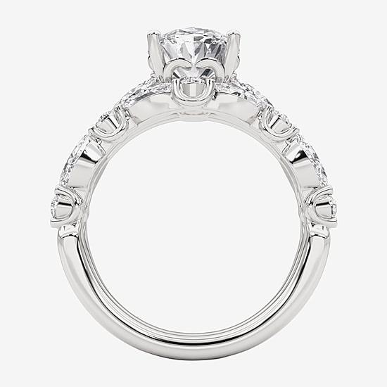 Grown Gorgeous (F,Vs2) Womens 3 3/8 Ct. T.W. Lab Grown White Diamond 14K Gold or Platinum Oval Side Stone Bridal Set