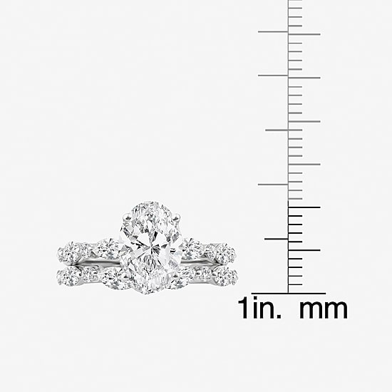 Grown Gorgeous (F,Vs2) Womens 3 3/8 Ct. T.W. Lab Grown White Diamond 14K Gold or Platinum Oval Side Stone Bridal Set
