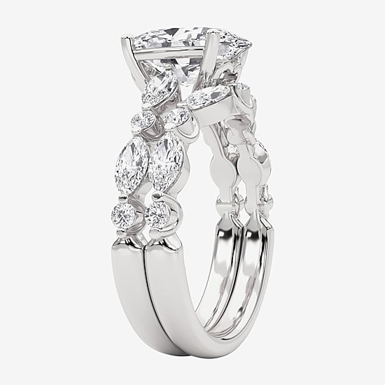 Grown Gorgeous (F,Vs2) Womens 3 3/8 Ct. T.W. Lab Grown White Diamond 14K Gold or Platinum Oval Side Stone Bridal Set