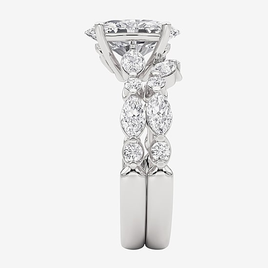 Grown Gorgeous (F,Vs2) Womens 3 3/8 Ct. T.W. Lab Grown White Diamond 14K Gold or Platinum Oval Side Stone Bridal Set